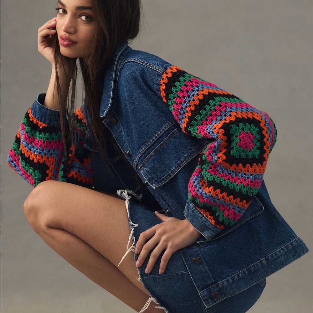 FARM Rio Denim Blue Crochet Jacket - Picture 2 of 12